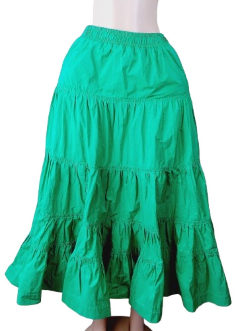 Maeve by Anthropologie Women's Green Tiered Long A-Line Maxi Skirt Size 6